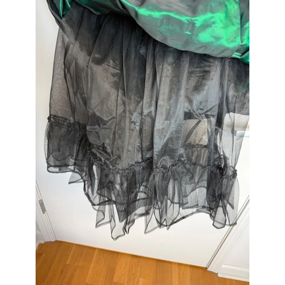 Vintage Sylvia Whyte Saks Girls Velvet Holiday Dress Green Black Tulle 10